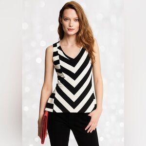Banana Republic Black & White Chevron Sleeveless Top Size 12